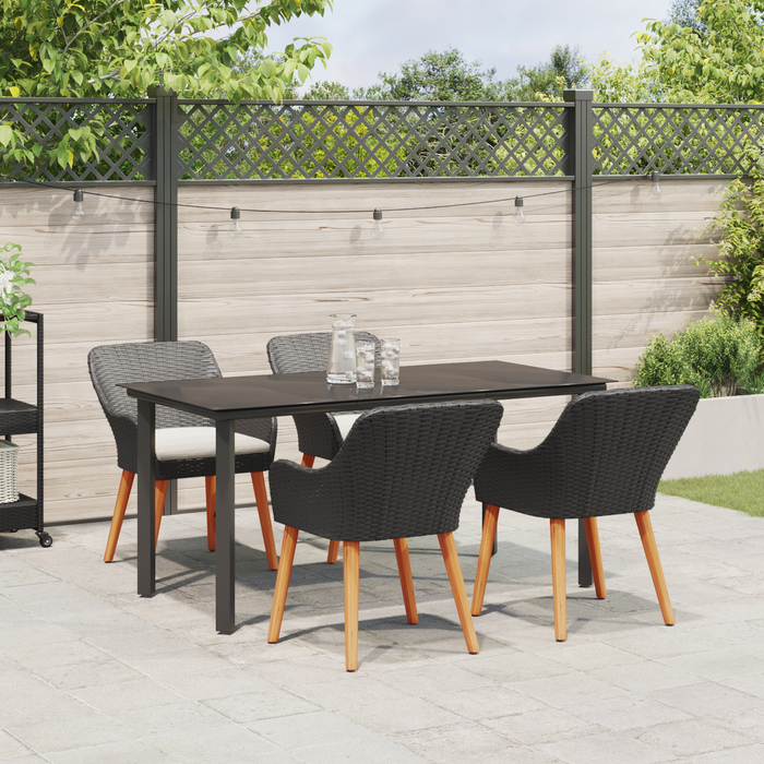 Set de dining de 5 piese Negru Poliratan - WALTI WALTI