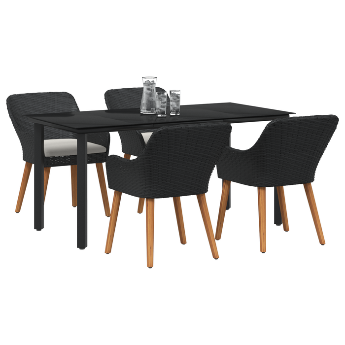 Set de dining de 5 piese Negru Poliratan - WALTI WALTI