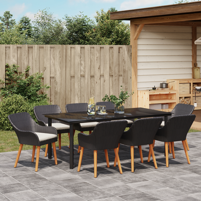 Set Dining Grădină 9 Piese, Ratan Polimer Negru - WALTI WALTI
