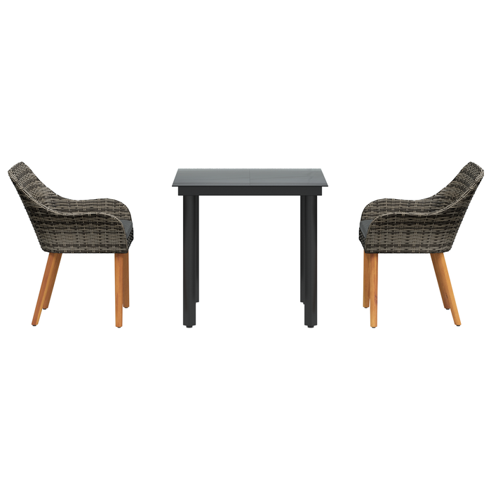 Set de dining pentru grădină cu 3 piese Ratan Polimer Gri - WALTI WALTI
