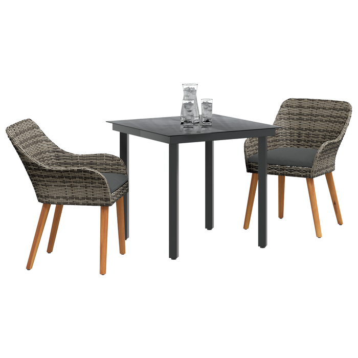 Set de dining pentru grădină cu 3 piese Ratan Polimer Gri - WALTI WALTI