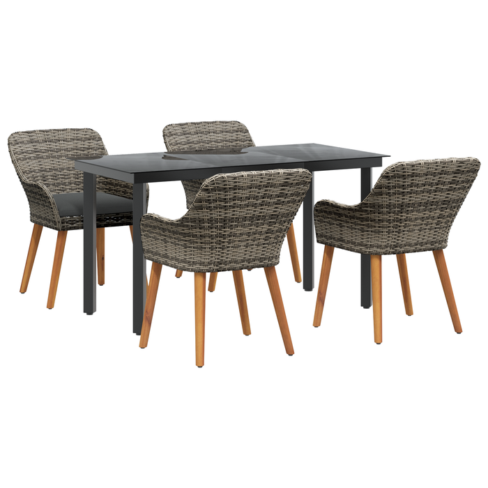 Set de dining pentru grădină cu 5 piese, gri, din ratan poliesteric - WALTI WALTI