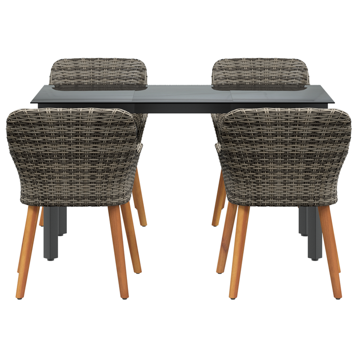 Set de dining pentru grădină cu 5 piese, gri, din ratan poliesteric - WALTI WALTI