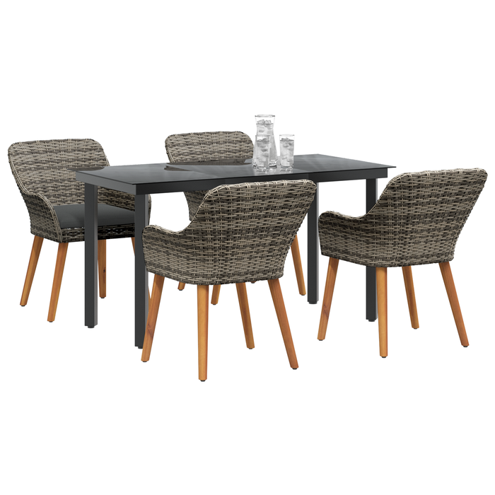 Set de dining pentru grădină cu 5 piese, gri, din ratan poliesteric - WALTI WALTI