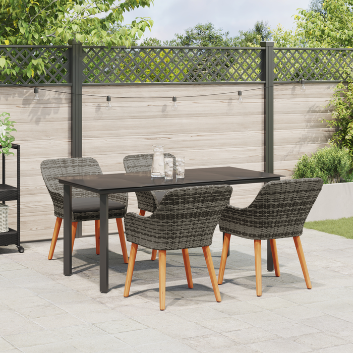 Set de Dining pentru Grădină cu 5 Piese Ratan Gri - WALTI WALTI
