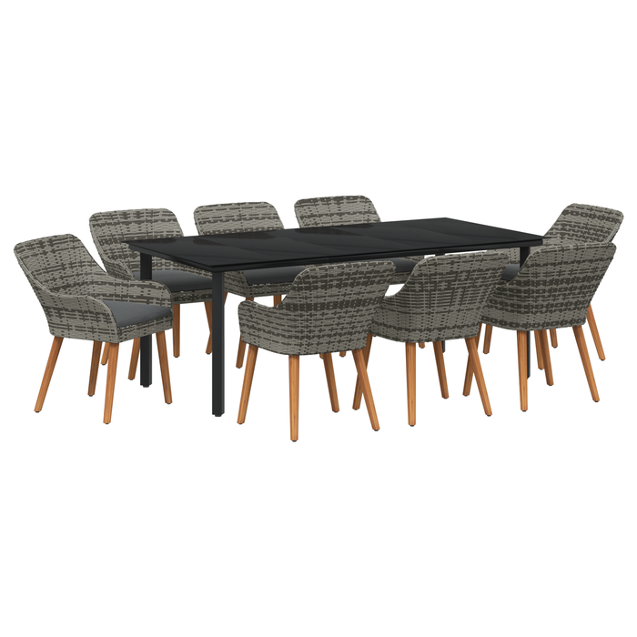 Set de dining pentru grădină cu 9 piese, gri, din poliratan - WALTI WALTI