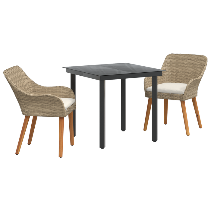 Set de dining pentru grădină 3 piese, ratan poliester bej - WALTI WALTI