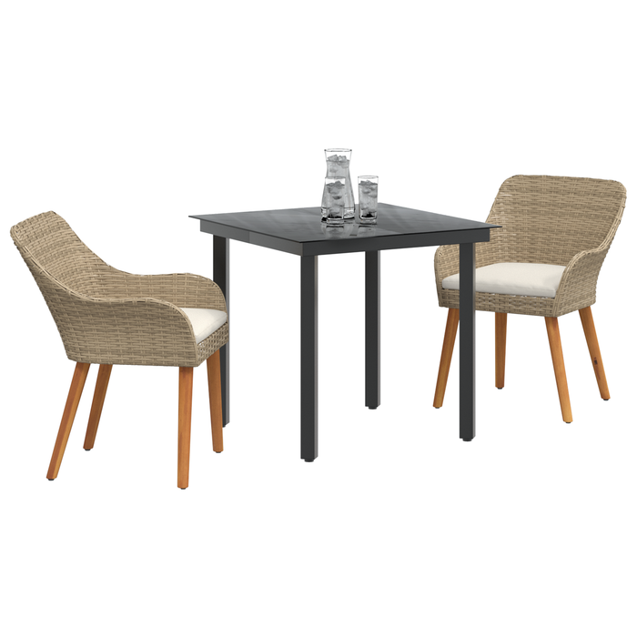 Set de dining pentru grădină 3 piese, ratan poliester bej - WALTI WALTI