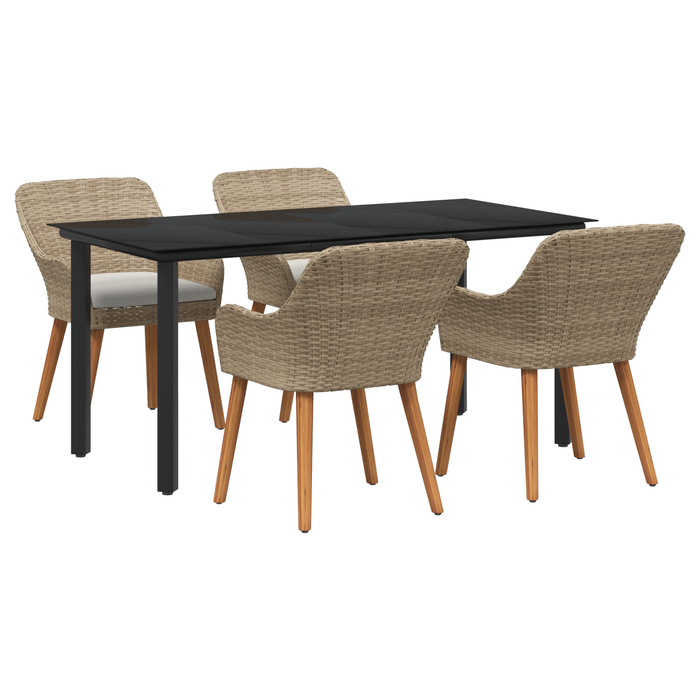 Set de dining pentru grădină 5 piese Bej Ratan Poliat - WALTI WALTI
