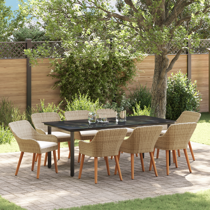 Set de dining pentru grădină 9 piese Ratan Poly Bej - WALTI WALTI