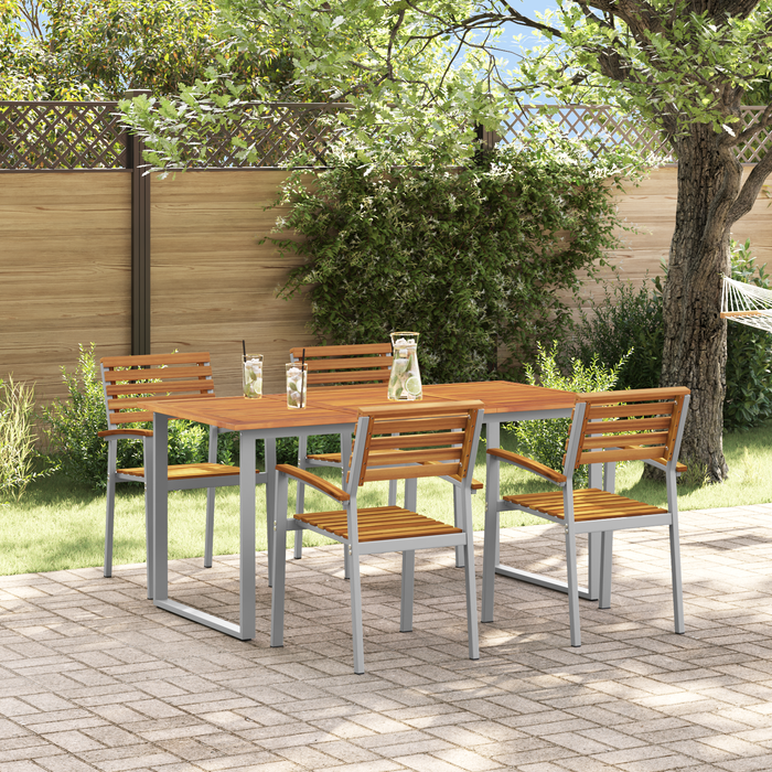Set de dining pentru grădină din 5 piese, lemn solid de acacia și metal - WALTI WALTI