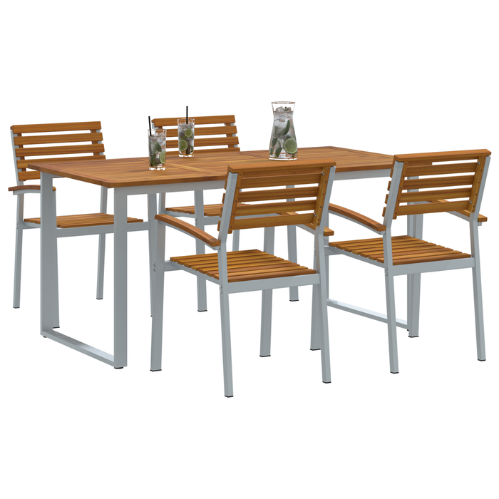 Set de dining pentru grădină din 5 piese, lemn solid de acacia și metal - WALTI WALTI