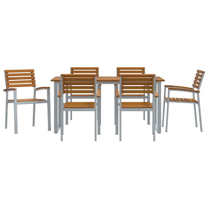 Set de dining pentru grădină , 7 piese, din lemn solid de acacia și metal - WALTI WALTI