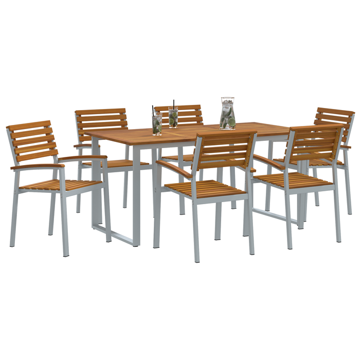 Set de dining pentru grădină , 7 piese, din lemn solid de acacia și metal - WALTI WALTI