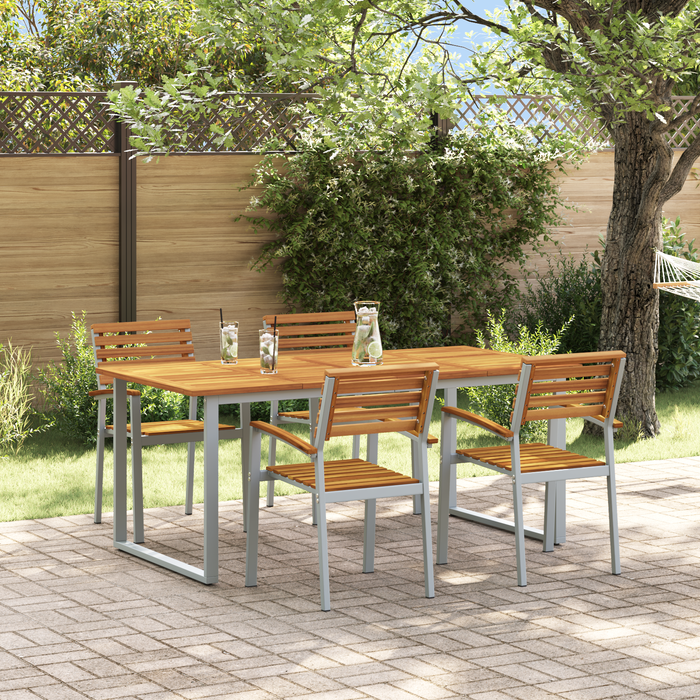Set de dining de grădină 5 piese din lemn solid de acacia și metal - WALTI WALTI