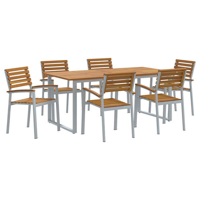 Set de dining pentru grădină , 7 piese, din lemn masiv de acacia și metal - WALTI WALTI