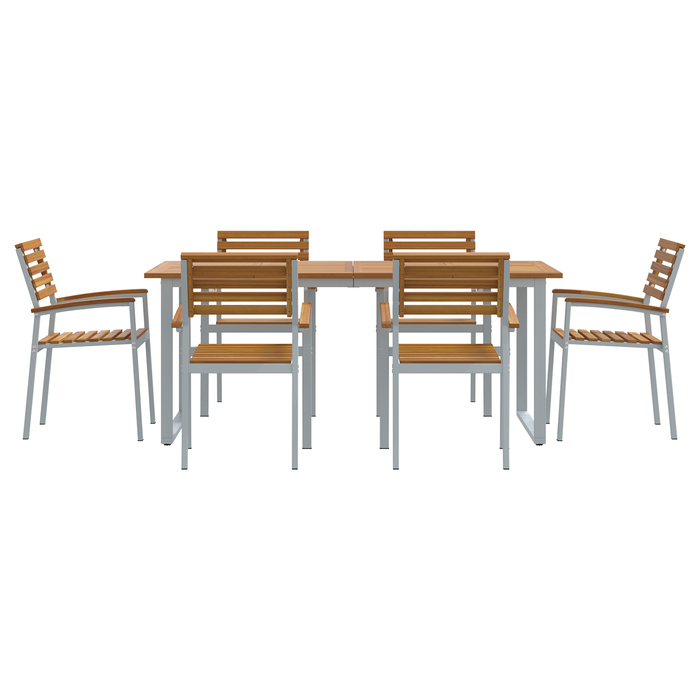 Set de dining pentru grădină , 7 piese, din lemn masiv de acacia și metal - WALTI WALTI