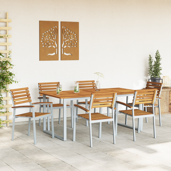 Set de dining pentru grădină , 7 piese, din lemn masiv de acacia și metal - WALTI WALTI