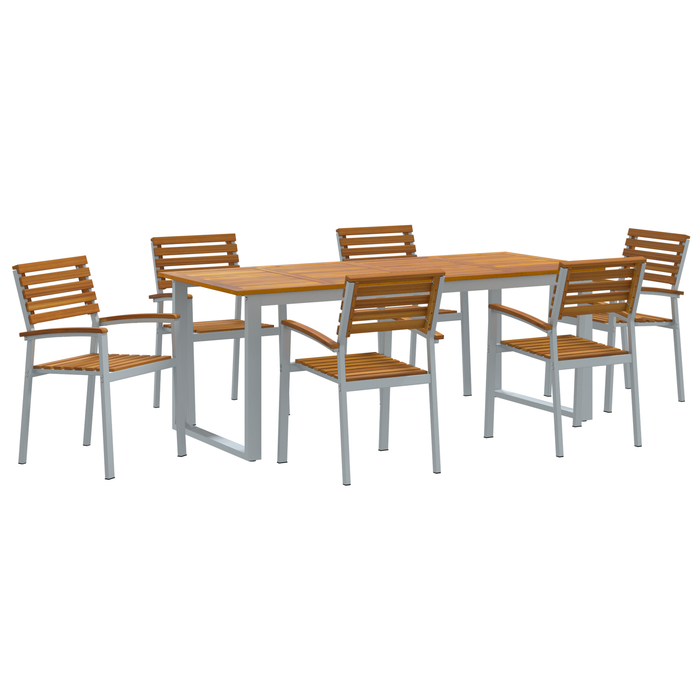 Set de dining pentru grădină din 7 piese din lemn solid de acacia și metal - WALTI WALTI