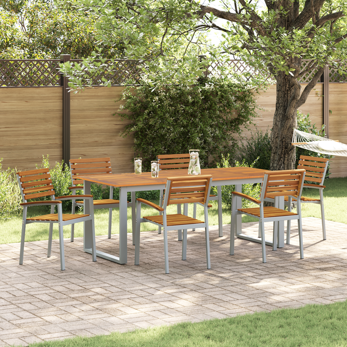 Set de dining pentru grădină din 7 piese din lemn solid de acacia și metal - WALTI WALTI