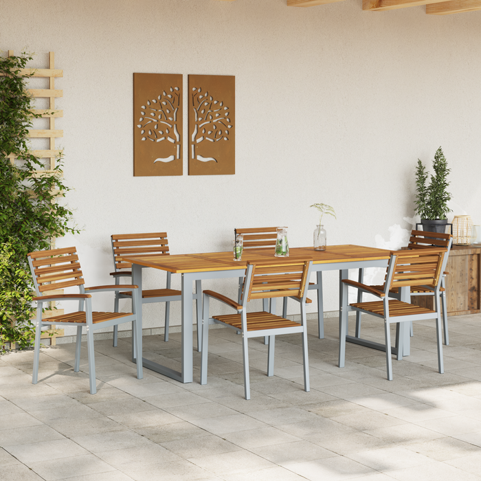 Set de dining pentru grădină din 7 piese din lemn solid de acacia și metal - WALTI WALTI