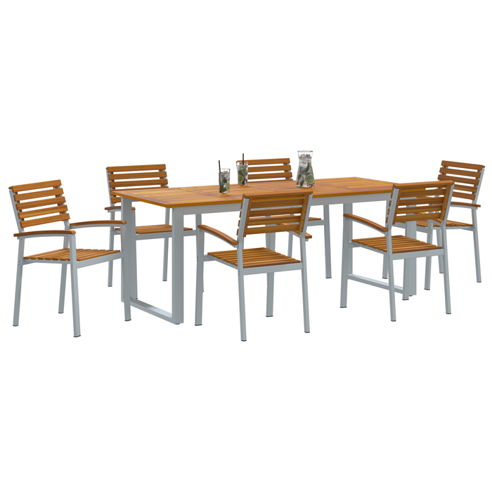 Set de dining pentru grădină din 7 piese din lemn solid de acacia și metal - WALTI WALTI