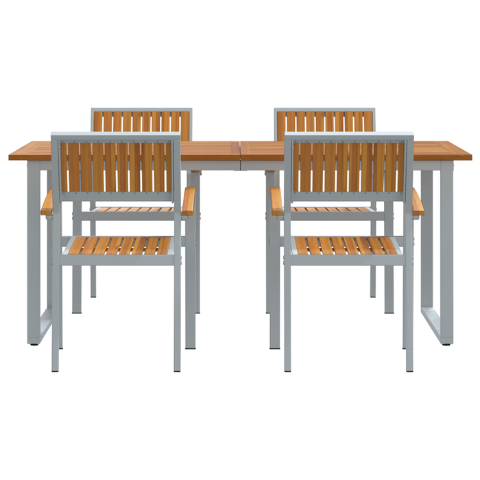 Set de mese pentru grădină 5 piese Gri din aluminiu și lemn solid de acacia - WALTI WALTI