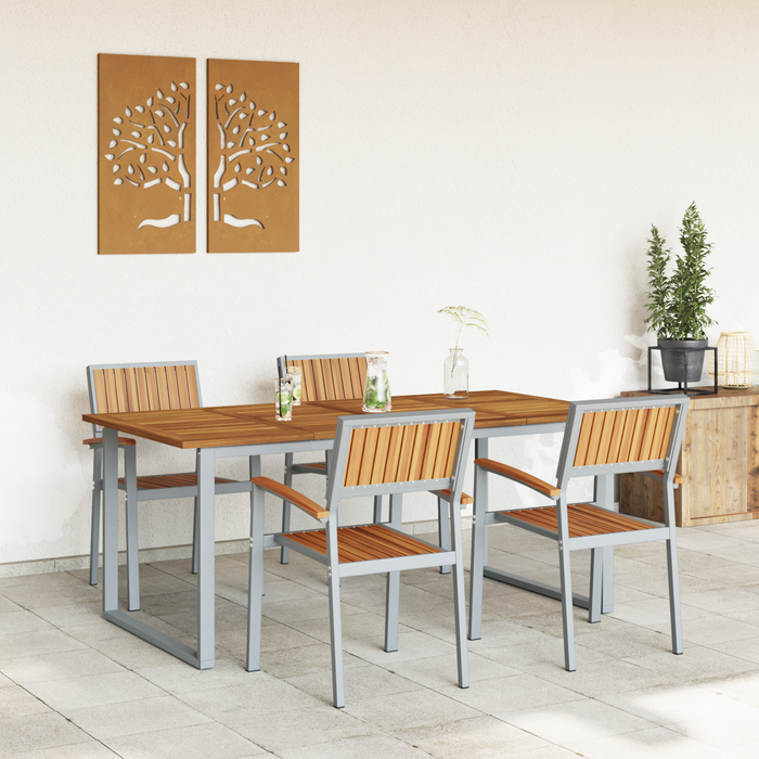Set de mese pentru grădină 5 piese Gri din aluminiu și lemn solid de acacia - WALTI WALTI