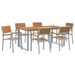 Set de dining pentru grădină , 7 piese, oțel gri și lemn solid de acacia - WALTI WALTI
