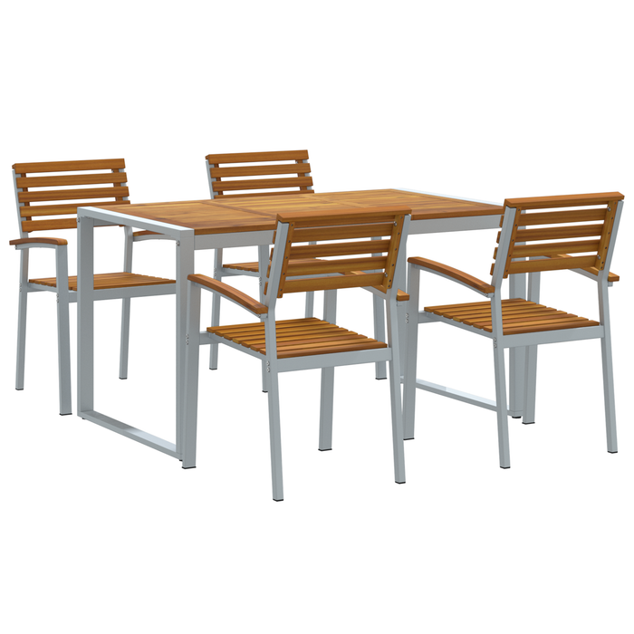 Set de dining pentru grădină , 5 piese, din lemn solid de acacia și metal - WALTI WALTI