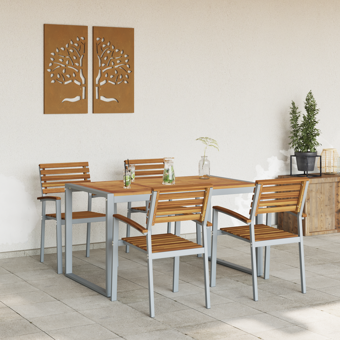 Set de dining pentru grădină , 5 piese, din lemn solid de acacia și metal - WALTI WALTI