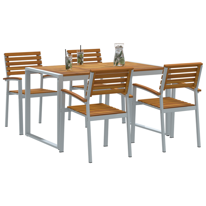 Set de dining pentru grădină , 5 piese, din lemn solid de acacia și metal - WALTI WALTI