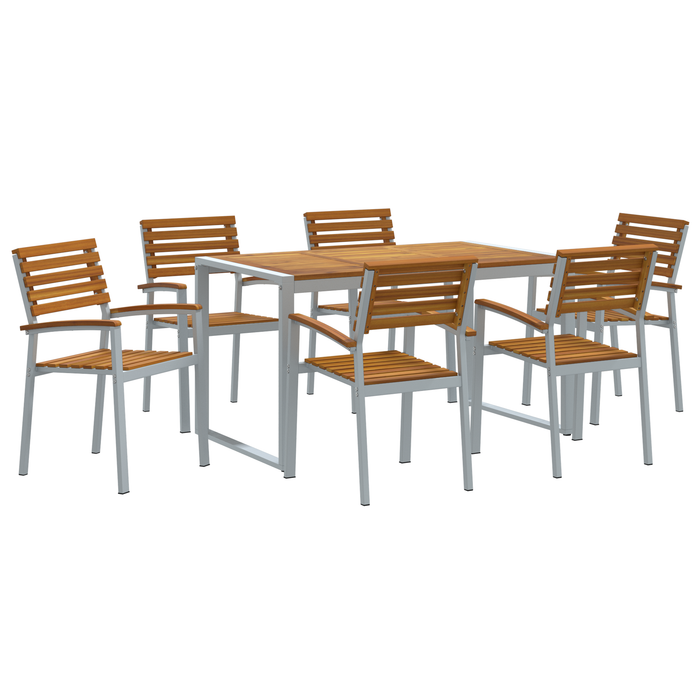 Set de Masă pentru Grădină 7 Piese Lemn de Acacia și Metal - WALTI WALTI