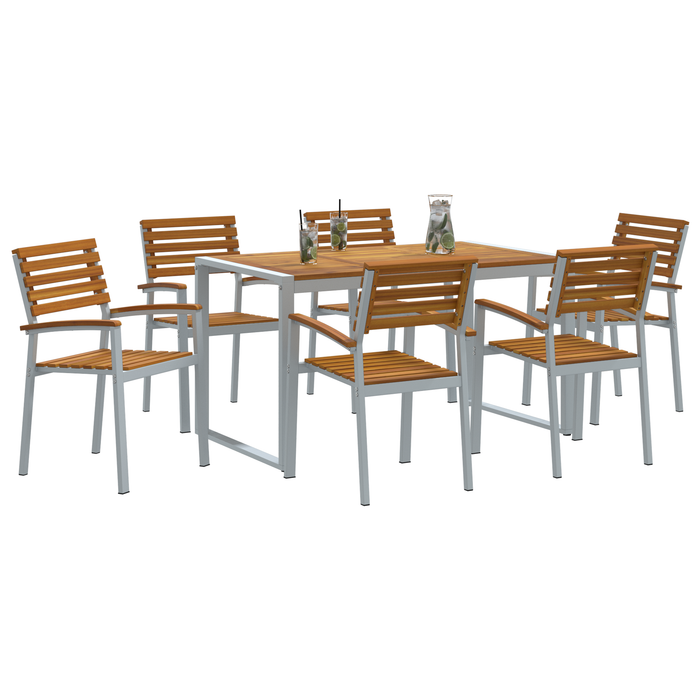 Set de Masă pentru Grădină 7 Piese Lemn de Acacia și Metal - WALTI WALTI