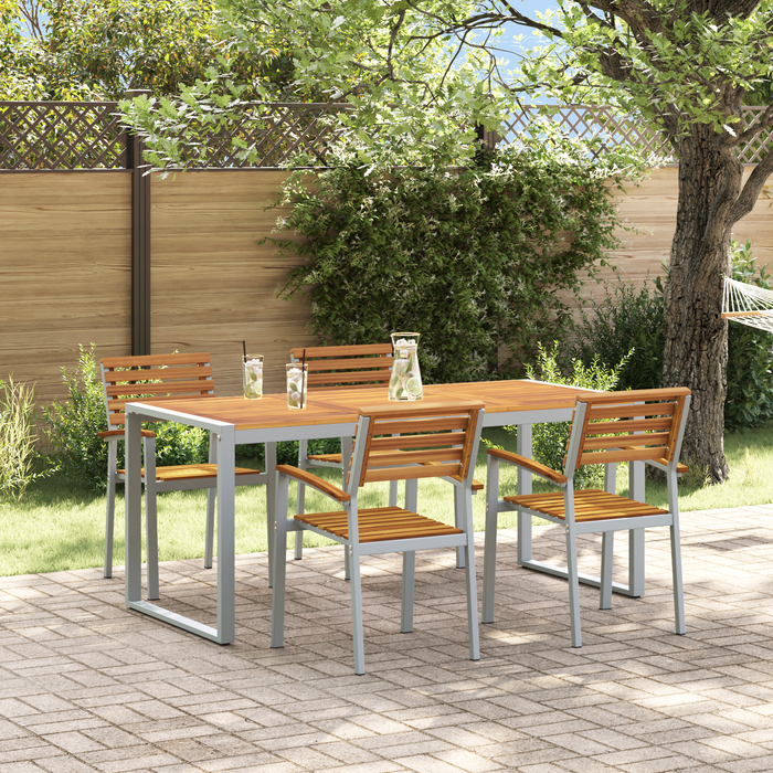 Set de Masă în Grădină 5 Piese din Lemn Solid de Acacia și Metal - WALTI WALTI