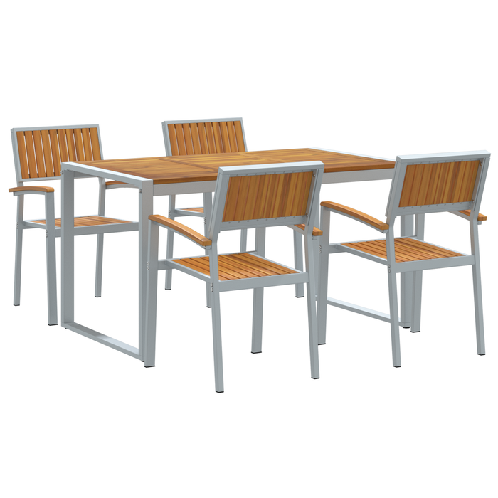 Set de masă 5 piese din lemn solid de acacia și metal - WALTI WALTI