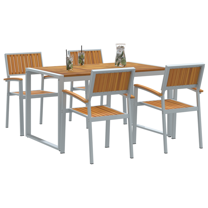 Set de masă 5 piese din lemn solid de acacia și metal - WALTI WALTI