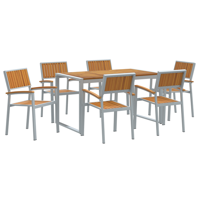 Set de dining pentru grădină 7 piese din lemn masiv de acacia și metal - WALTI WALTI