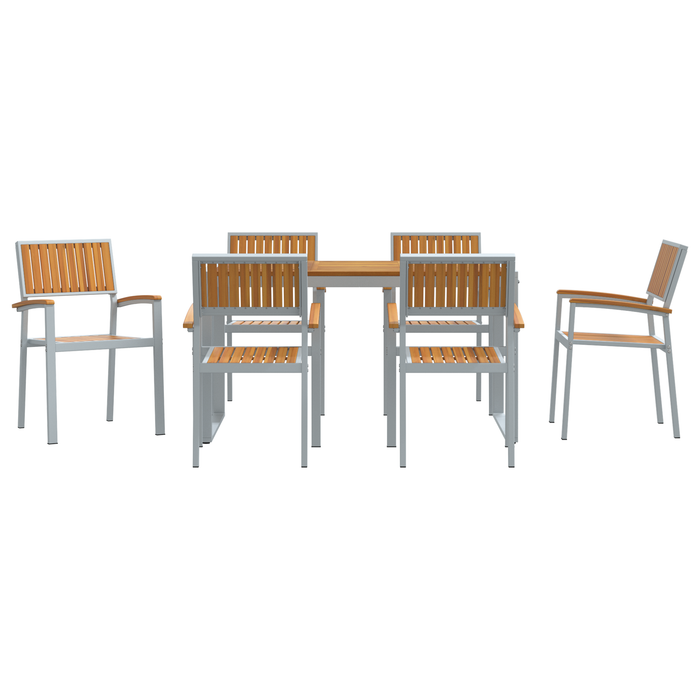 Set de dining pentru grădină 7 piese din lemn masiv de acacia și metal - WALTI WALTI