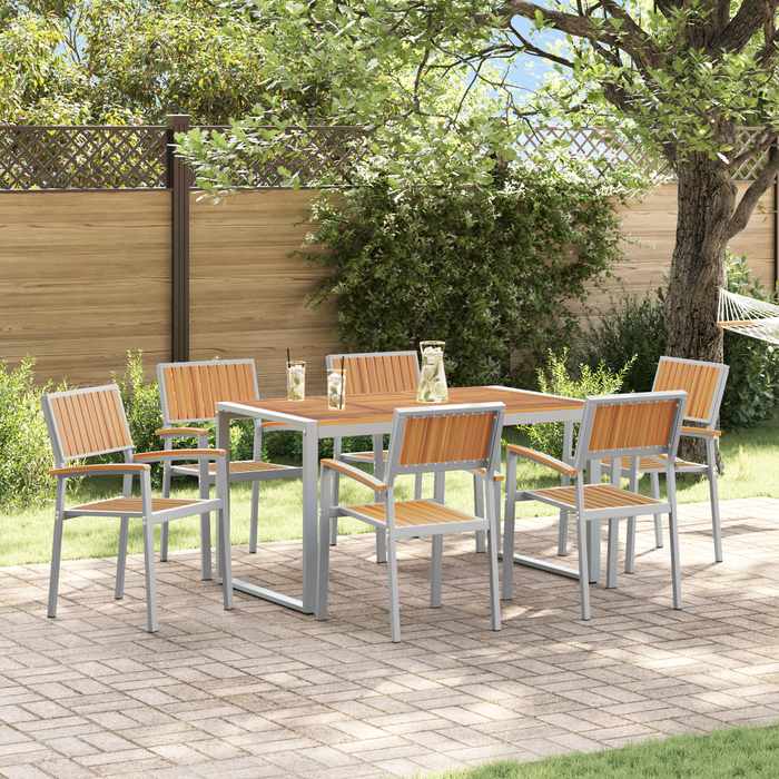 Set de dining pentru grădină 7 piese din lemn masiv de acacia și metal - WALTI WALTI