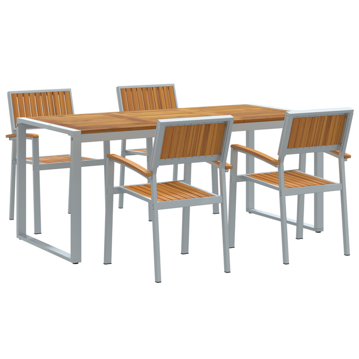 Set de dining pentru grădină 5 piese din lemn masiv de acacia și metal - WALTI WALTI