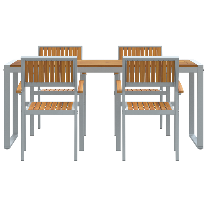 Set de dining pentru grădină 5 piese din lemn masiv de acacia și metal - WALTI WALTI