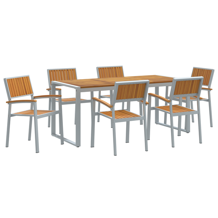 Set de dining pentru grădină 7 piese din lemn solid de acacia și metal - WALTI WALTI