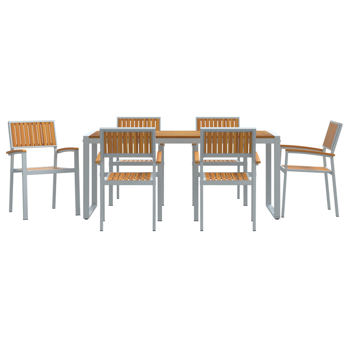 Set de dining pentru grădină 7 piese din lemn solid de acacia și metal - WALTI WALTI