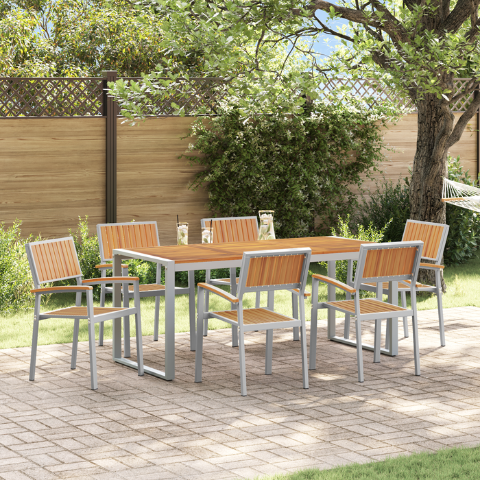 Set de dining pentru grădină 7 piese din lemn solid de acacia și metal - WALTI WALTI