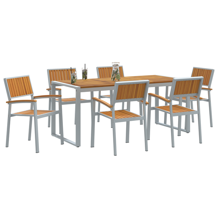 Set de dining pentru grădină 7 piese din lemn solid de acacia și metal - WALTI WALTI