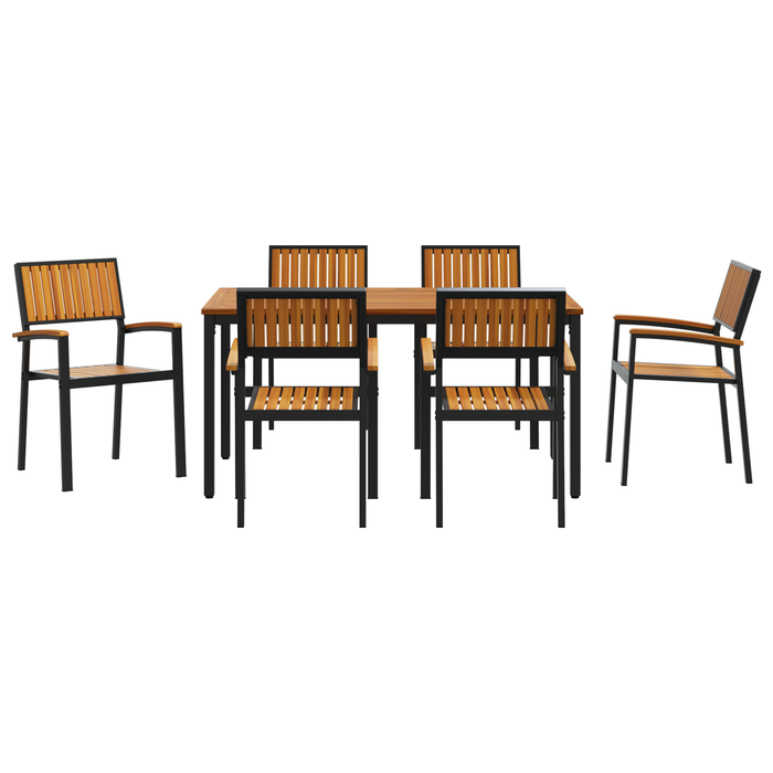 Set de dining pentru grădină 7 piese din lemn solid de acacia și metal - WALTI WALTI