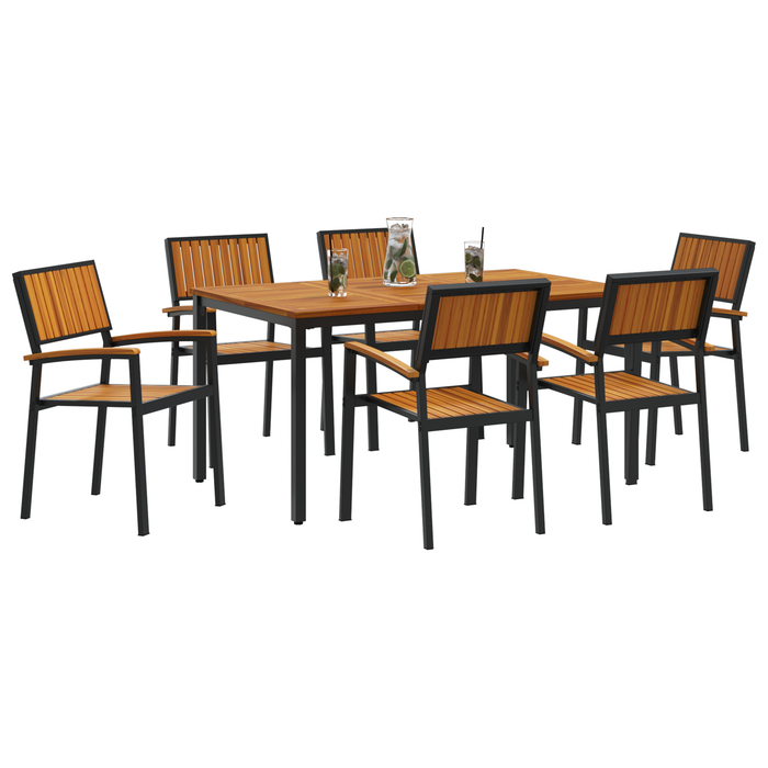Set de dining pentru grădină 7 piese din lemn solid de acacia și metal - WALTI WALTI