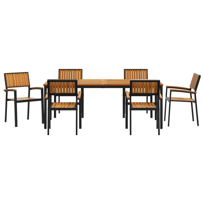 Set de dining pentru grădină din 7 piese, lemn solid de acacia și metal - WALTI WALTI