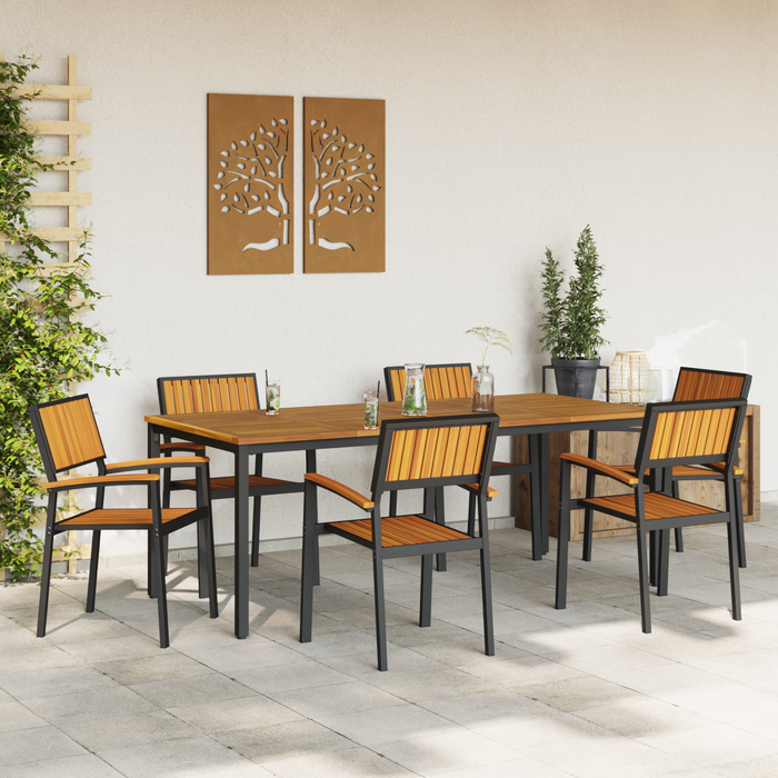 Set de dining pentru grădină din 7 piese, lemn solid de acacia și metal - WALTI WALTI